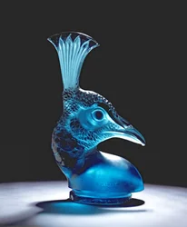 Tyrkysová zátka s hlavou páva (sklo)